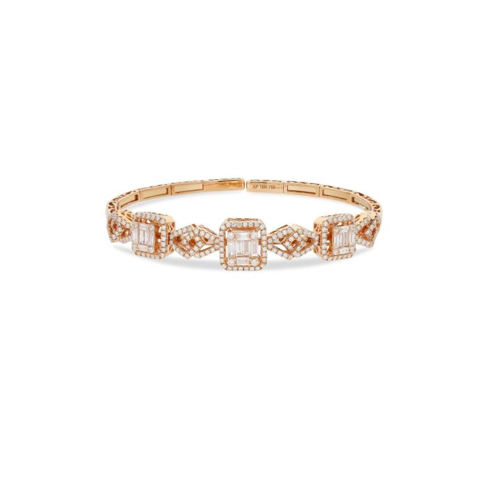 Round and baguette diamond bangle