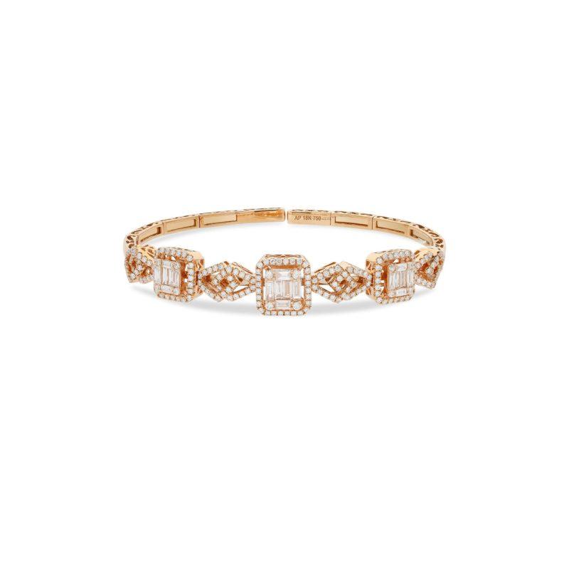 Round and baguette diamond bangle