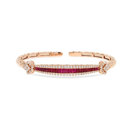 Ruby Baguette Bangle with diamonds