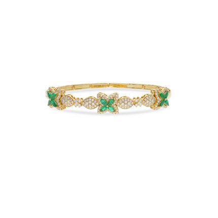 Diamond and Emerald floral bangle