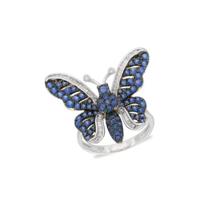 Butterfly ring made with sapphire and diamonds