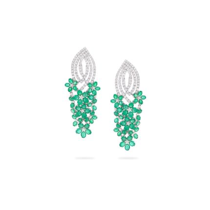 Emerald and diamond floral earrings