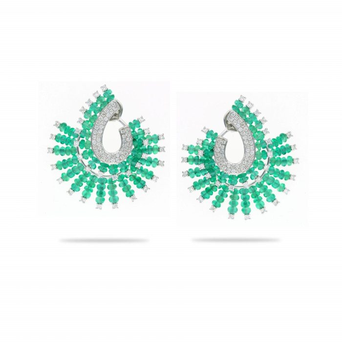green emerald flower earrings