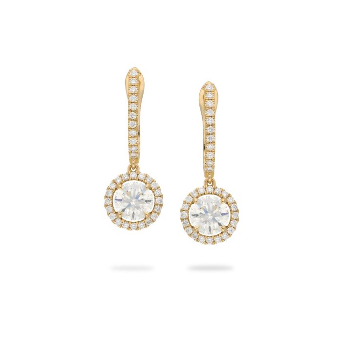 GIA certified Round Diamond drop earrings