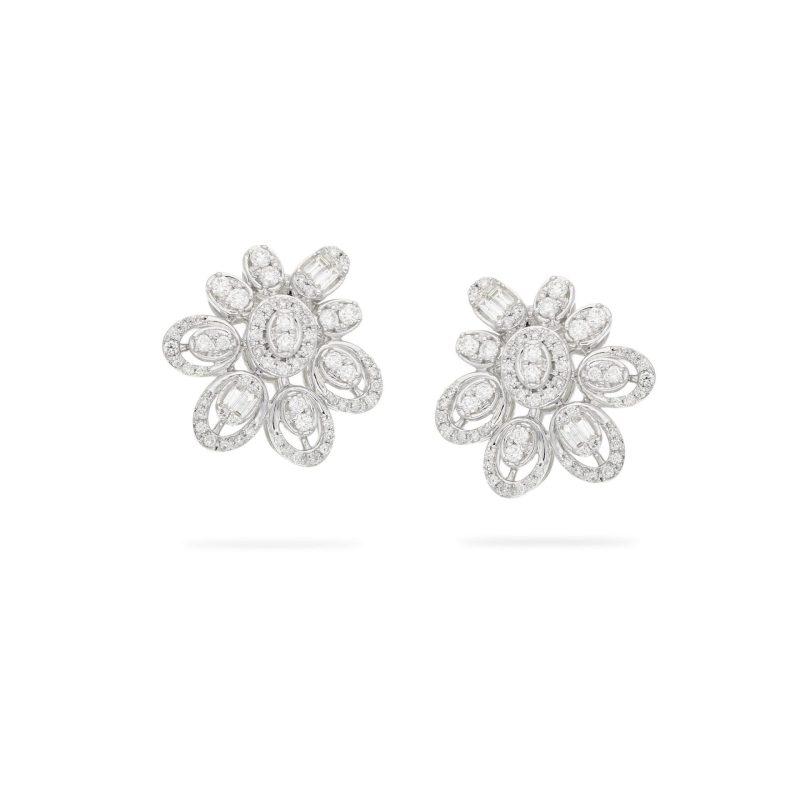 Diamond floral illusion earrings