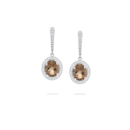 Smokey quartz and Diamonds earrings