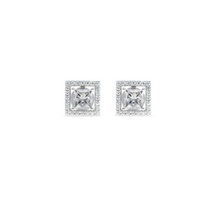 Diamond stud earrings with square halo