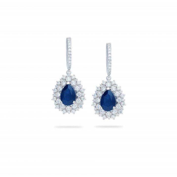 Vivid blue sapphire and diamond earrings