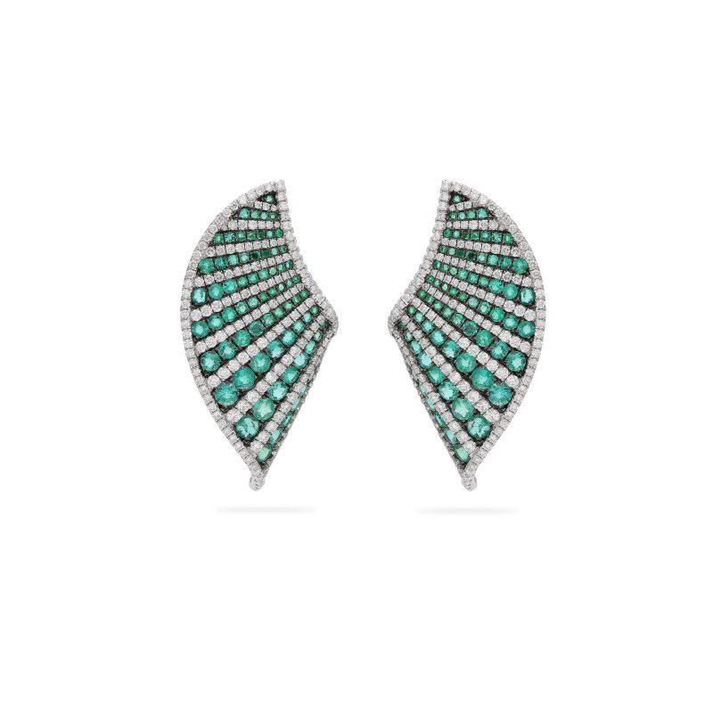 Diamond and Emerald wings earrings