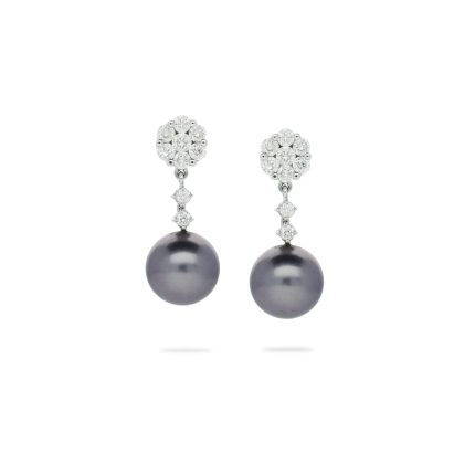 Tahitian pearl earrings with diamonds