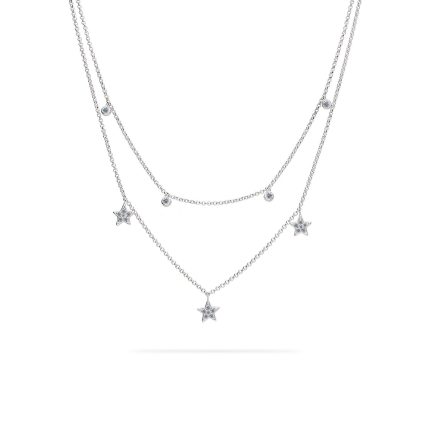 Dual chain necklace with diamonds
