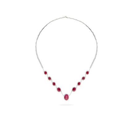 Oval ruby necklace with diamonds