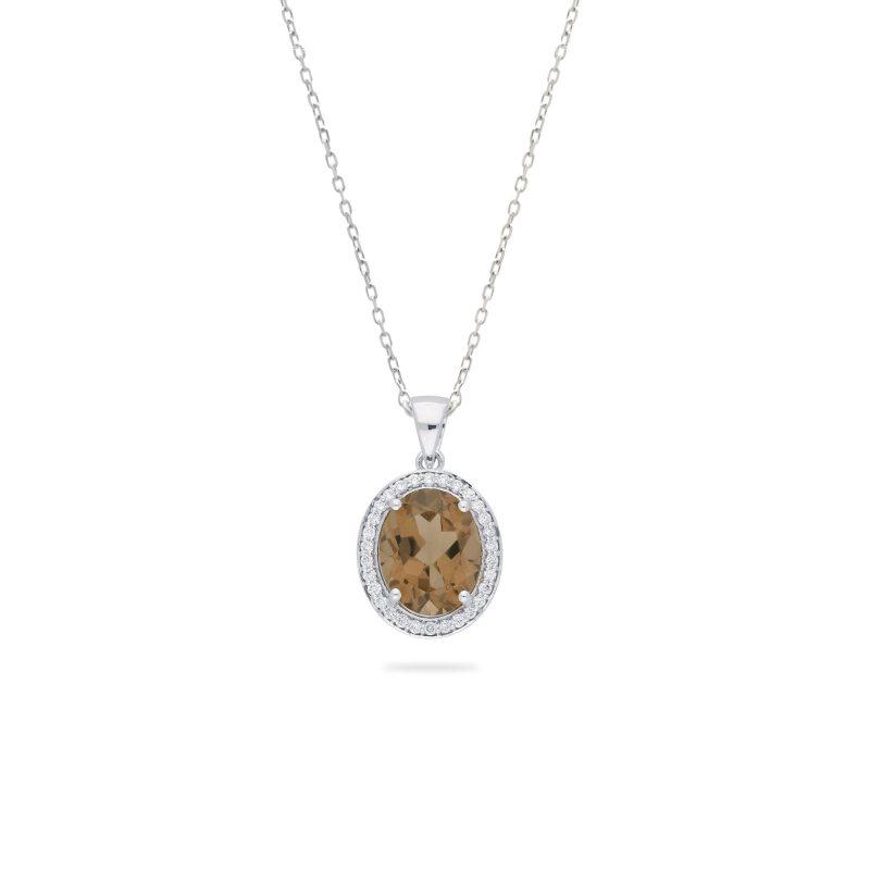 Smokey quartz and Diamond pendant