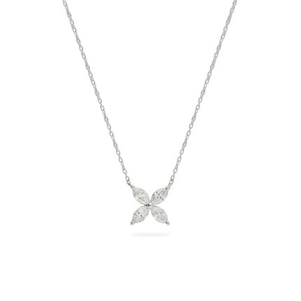 Four Marquise Diamond pendant necklace made in floral shape