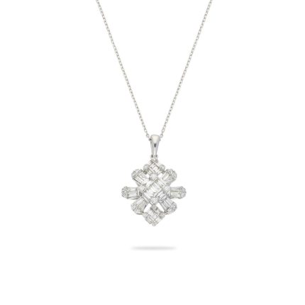 Baguette diamond floral pendant