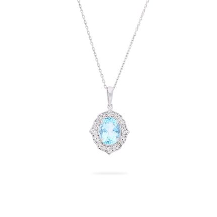 Aquamarine pendant with diamonds