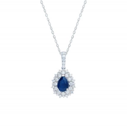 Vivid blue sapphire and diamond pendant