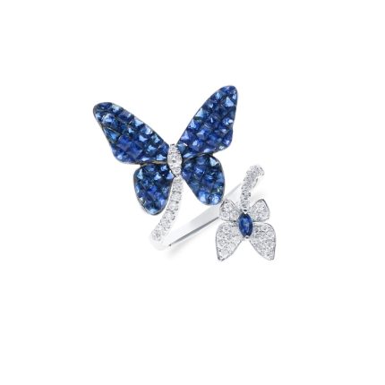 invisible setting sapphire butterfly ring