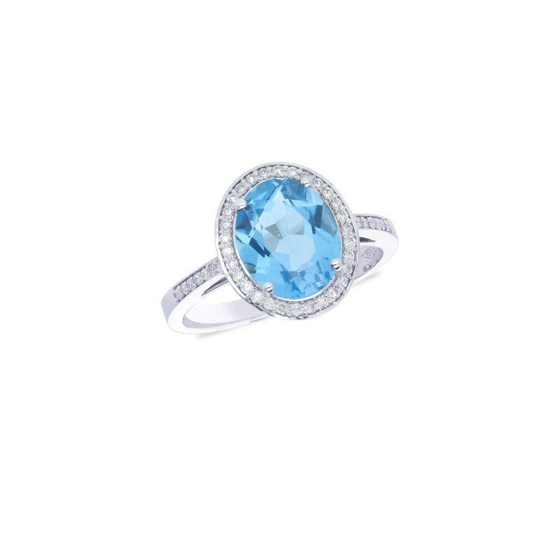 Blue topaz and Diamond Ring