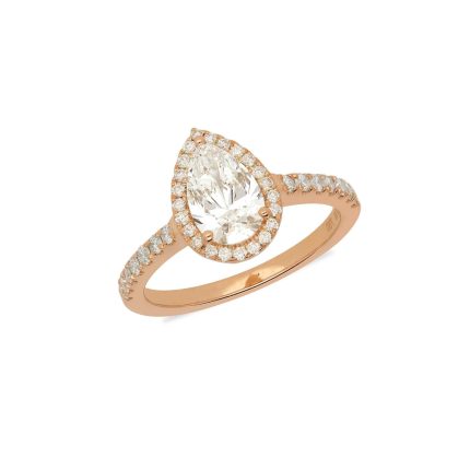 Pear Shape Halo Diamond Engagement Ring
